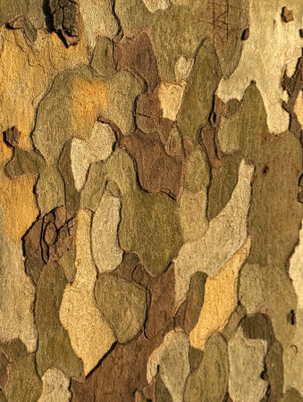Textured bark of the platanus or London plane tree