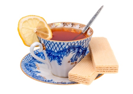 cup with tea on a white backgroundの写真素材