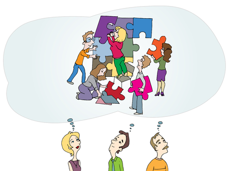 People Collaboration teamworkのイラスト素材