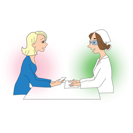 Doctor and patient consultation, diagnosisのイラスト素材