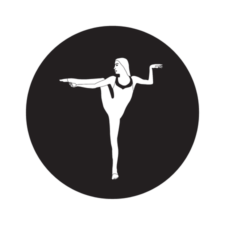 Silhouette young woman practicing yoga.のイラスト素材