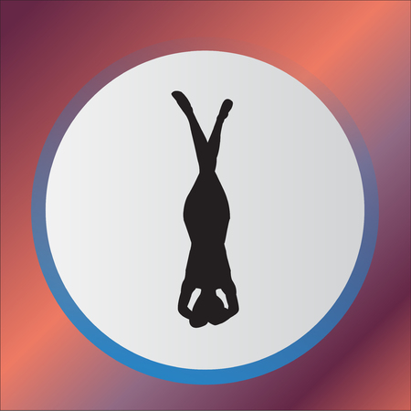 Silhouette young woman practicing yoga. Girl pilates. Vector on abstract backgroundのイラスト素材
