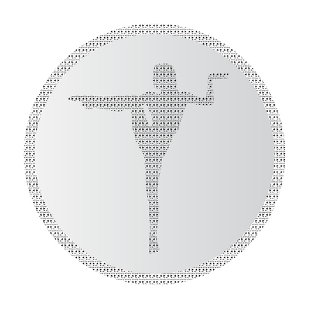 Silhouette young woman practicing yoga. Girl pilates. Vector on abstract background icon.のイラスト素材