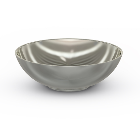 Collection of silver objects. Silver Empty rice bowl, isolated on white background. 3D Illustration.の写真素材