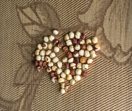 Healthy food  for background image close up hazelnuts.  Nuts texture on top viewの写真素材