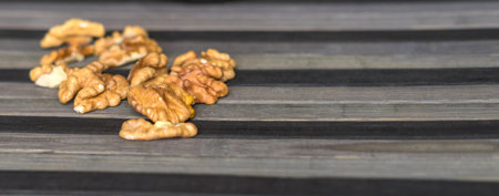 Healthy food  for background image close up walnuts.  Nuts  texture on top view