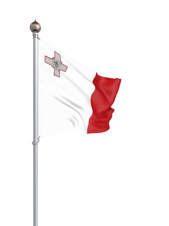 Malta flag blowing in the wind. Background texture. 3d rendering, wave. Isolated on white.の写真素材
