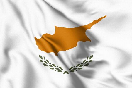 Cyprus flag blowing in the wind. Background texture. 3d Illustration.の写真素材