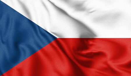 Czech Republic flag blowing in the wind. Background texture. 3d Illustration.の写真素材