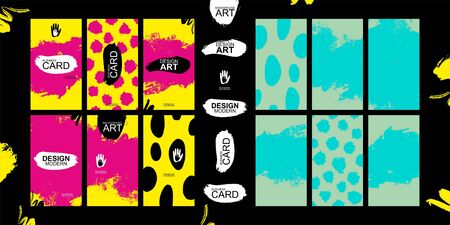 Bright cards. Attractive tags for clothes. Unusual vector templates for graphic design. Trendy cool backgrounds for vibrant contentのイラスト素材