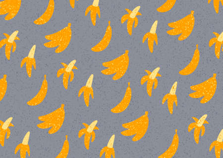 Yellow bananas party. Stylish pattern with fresh yellow bananas in flat style. Bananas pattern for cloth, textile, wrap, tshirt, bermudas and other design.の写真素材