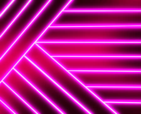 Dark background of the street, thick fog, spotlight, blue and red neon. Abstract background with neon lights, night view. Ultraviolet lattice. Diode tape, light line.の写真素材