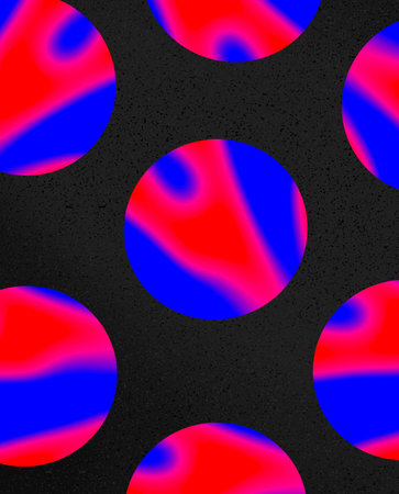 Bright color circle on the gray background. Dark gray. A pink-blue spectrum.の写真素材