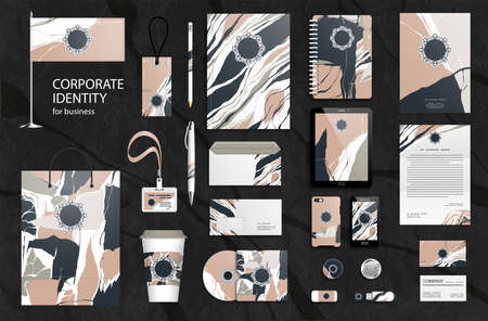 Group of elements for corporate identity. Corporate identity template set.のイラスト素材