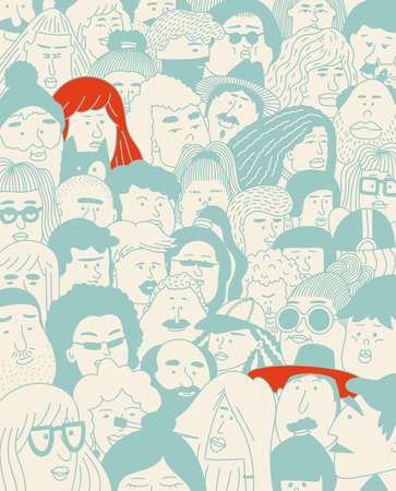 More people poster. Continuous line drawing minimalism design sketch hand drawn abstract illustration. colleagues at work. People walking before or after work time on city street.の写真素材