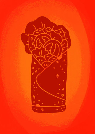 Shawarma drawing. A graphic illustration of a doner.の写真素材