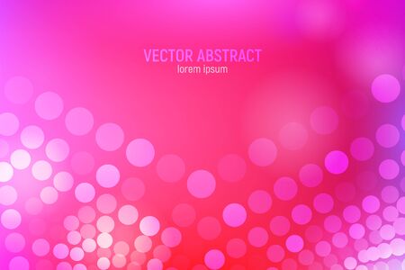 Pink circles abstract background. 3D abstract pink and red background with circles, lens flares and glowing reflections. Bokeh effect. Vector illustration.のイラスト素材