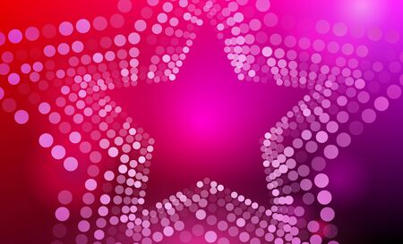 Stars background. 3D abstract purple, pink and red star background with circles, lens flares and glowing reflections. Bokeh effect. Vector illustration.のイラスト素材