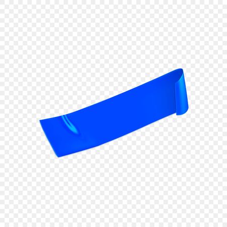 Blue duct repair tape isolated on transparent background. Realistic blue adhesive tape piece for fixing. Adhesive paper glued. Realistic 3d vector illustration.のイラスト素材