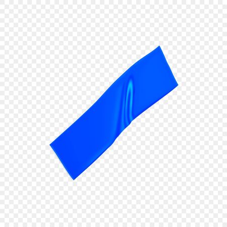 Blue duct repair tape isolated on transparent background. Realistic blue adhesive tape piece for fixing. Adhesive paper glued. Realistic 3d vector illustration.のイラスト素材