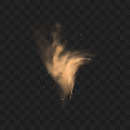 Dust sand cloud with stones and flying dusty particles isolated on transparent background.のイラスト素材
