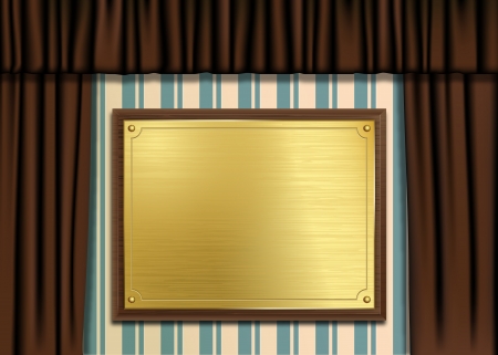 illustration of a gold or brass brushed metal plaqueのイラスト素材