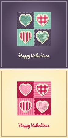 Valentines Card - Stitched Hearts Design - two color variationsのイラスト素材