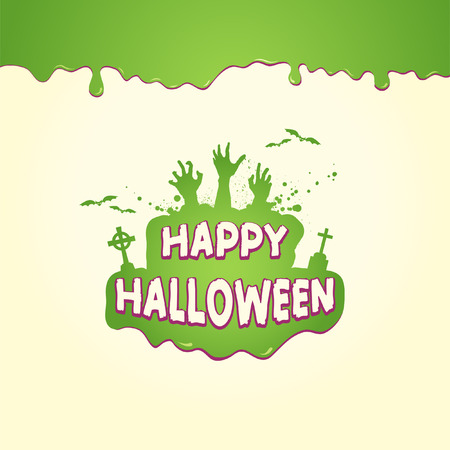 Happy Halloween Slime With Zombie Hands Silhouetteのイラスト素材