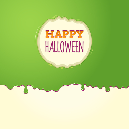 Happy Halloween Surrounded By Green Slime In A Circle Shapeのイラスト素材
