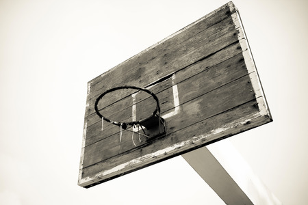 old basketball hoop process with black and whiteの写真素材
