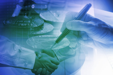 business agreement , hand signing contract