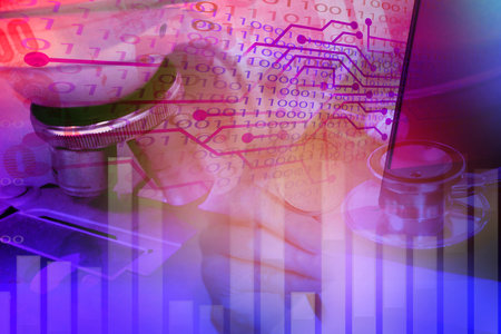 Medical and healthcare service concept with business graph, big data in healthcare service, medical data transformation for analyticsの写真素材