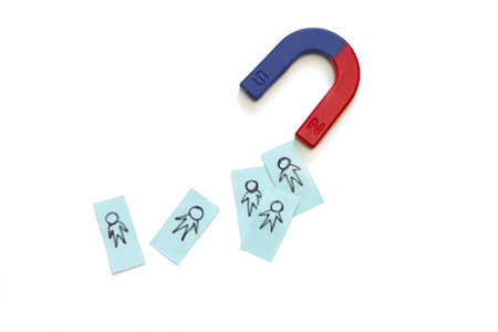 magnet pull the best people to work , employment and recruitment concept