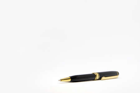 black pen isolated on white backgroundの写真素材