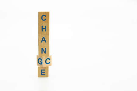 chance and change message on wood blocks, improvement and motovation conceptの写真素材