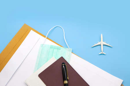 International travel health insurance, medical cost coverage for world traveler,vaccine immunity certificate and passportの写真素材