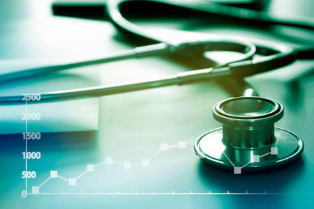 Medical examination and healthcare service with financial graph conceptの写真素材