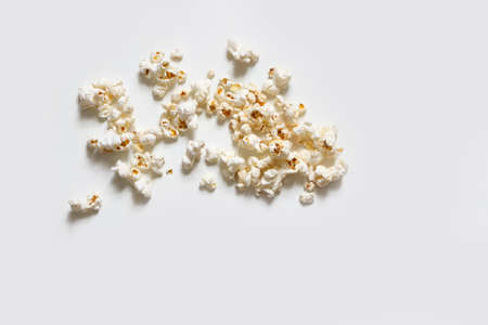 pile of popcorn on white backgroundの写真素材