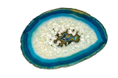 Blue Agate crystal cut isolated on white background
