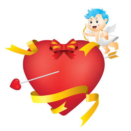 Illustration of Heart and Baby Angelのイラスト素材