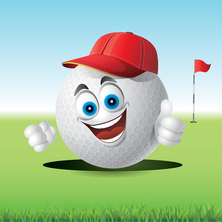 A golf ball character wearing a hatのイラスト素材