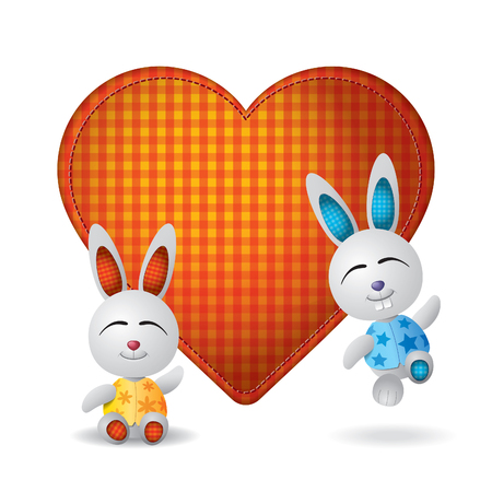 Hearts and rabbits and Easterのイラスト素材