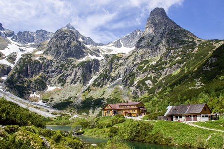 Mountain cottage by the Green Lake in White Water Valley in Tatra National Park, Slovakia.