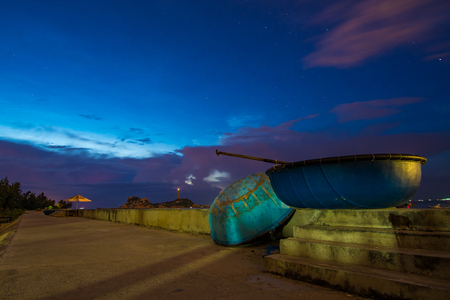 A village on the beach in morning. BINH THUAN, VIETNAM. May 25, 2015のeditorial素材