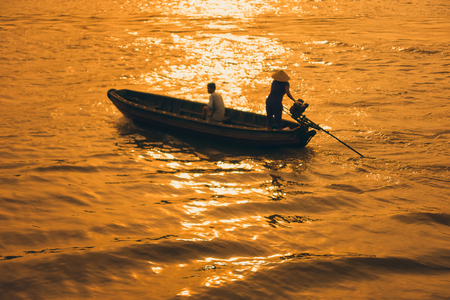 CAN THO,VIETNAM - 03 May, 2017: Unidentified people on floating market in Mekong river delta. Cai Rang and Cai Be markets are very popular among the local citizens and touristsのeditorial素材
