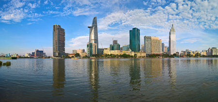 High building and skyscraper in center of Ho Chi Minh city. Royalty-Free Stock Vector Image Ho Chi Minh City with development buildings. Ho Chi Minh City is the biggest city in Vietnamの写真素材