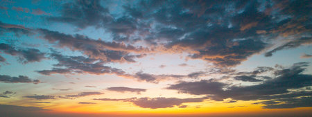 Beautiful Sunset Sky with Dramatic Clouds and Vibrant Colors â€“ Scenic Evening Landscape...