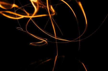 Abstract beautiful color freezelight effect on the orange lightの写真素材