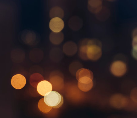 Out of focus big city lights bokeh in night time