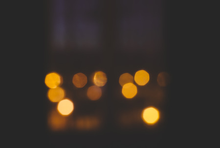 View on window with bokeh of the night cityの写真素材